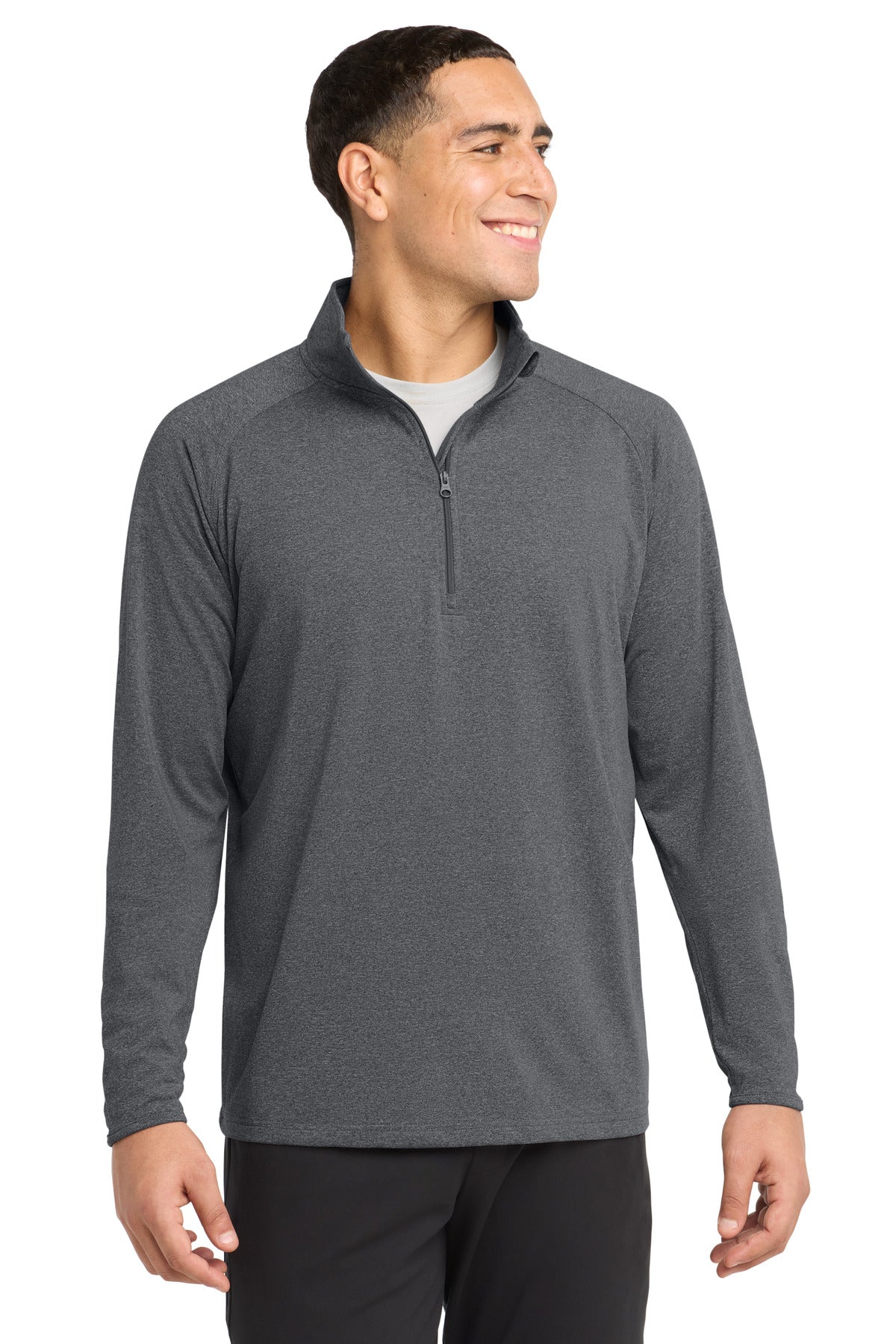 Sport-Tek Tall Sport-Wick Stretch 1/4-Zip Pullover - Charcoal Grey Heather