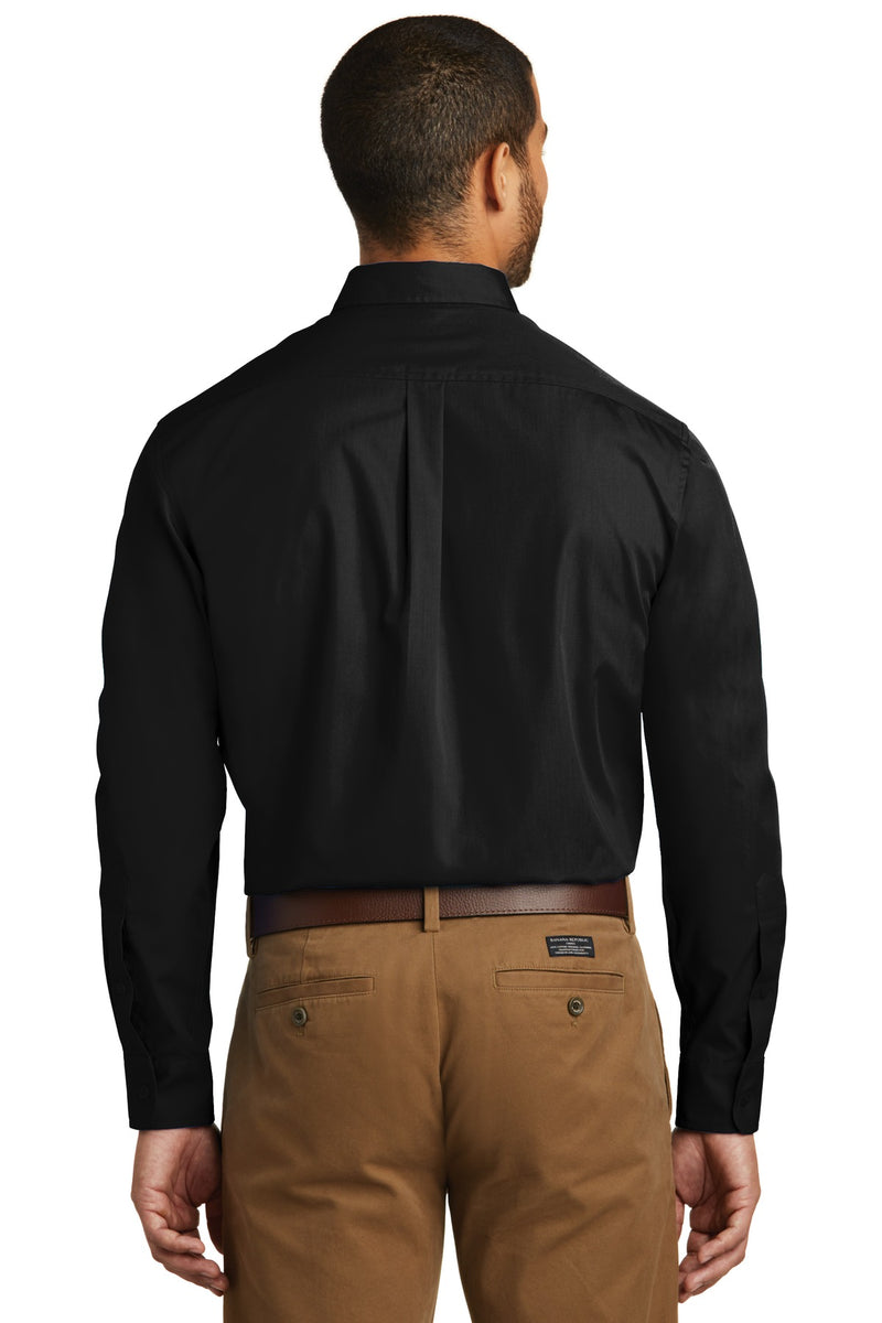 Port Authority Tall Long Sleeve Carefree Poplin Shirt - Deep Black