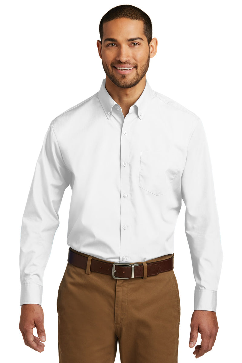 Port Authority Tall Long Sleeve Carefree Poplin Shirt - White