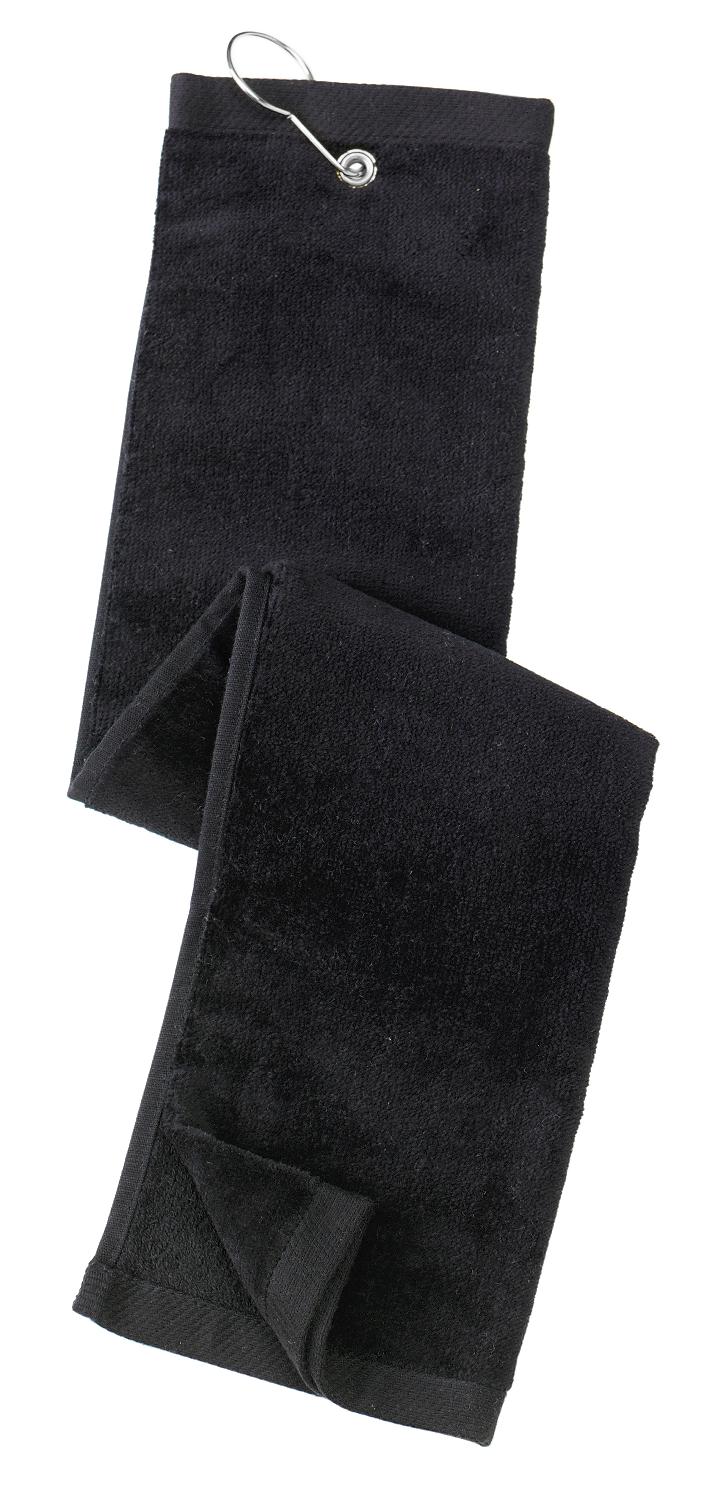 Port Authority Grommeted Tri-Fold Golf Towel - Black