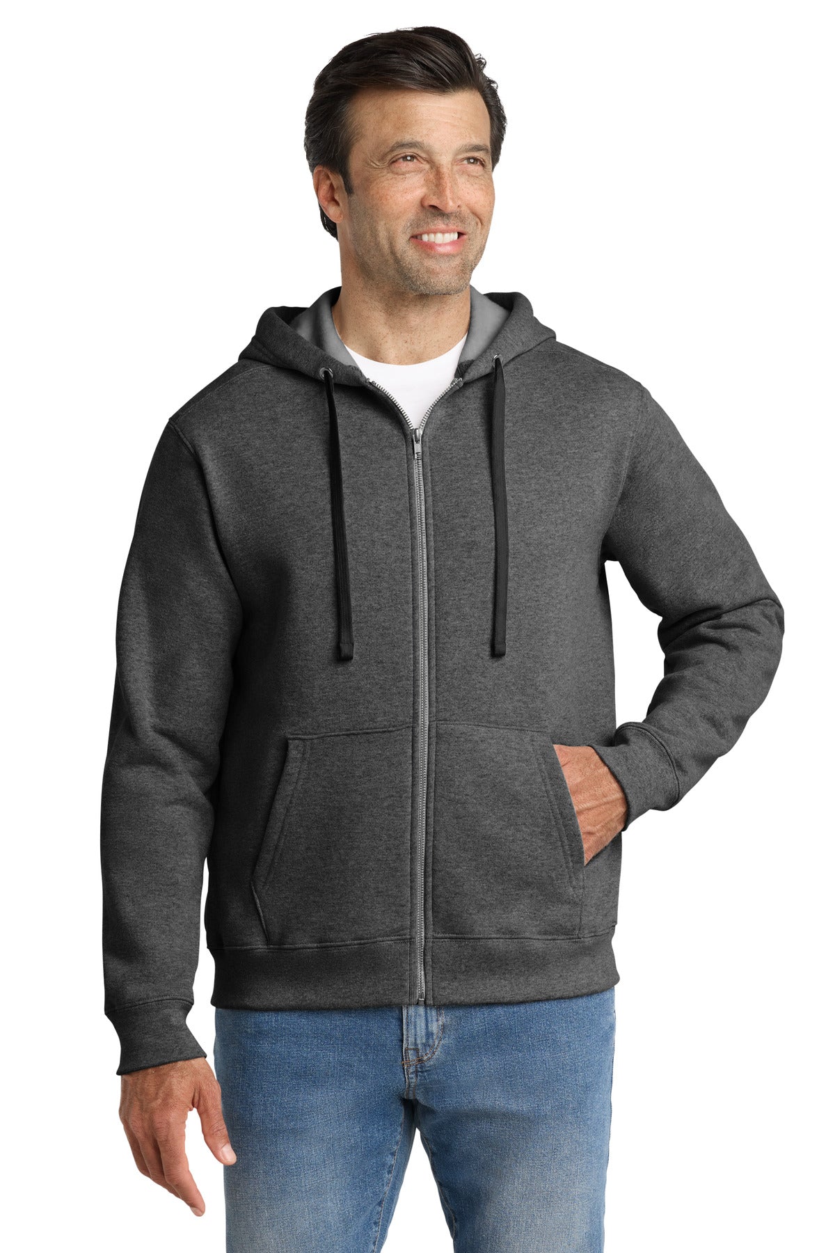 Volunteer Knitwear Chore Fleece Full-Zip Hoodie - Charcoal Heather