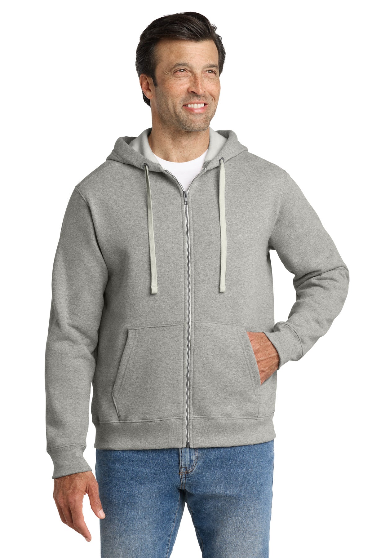 Volunteer Knitwear Chore Fleece Full-Zip Hoodie - Heather Grey