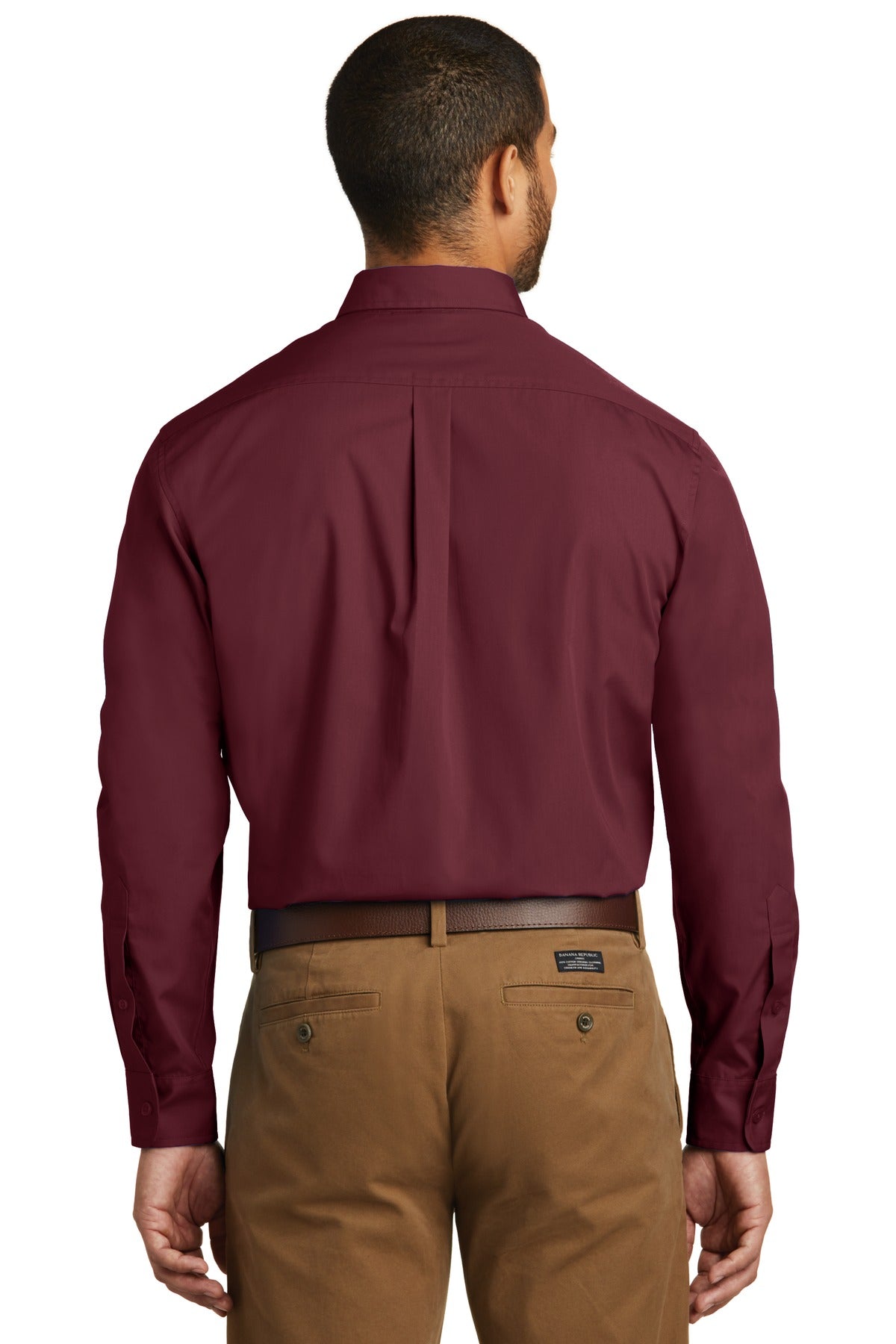 Port Authority Long Sleeve Carefree Poplin Shirt - Burgundy