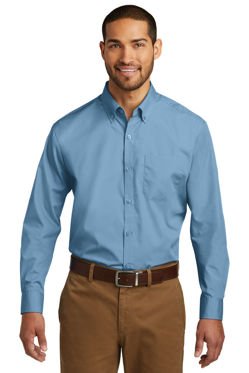 Port Authority Long Sleeve Carefree Poplin Shirt - Carolina Blue