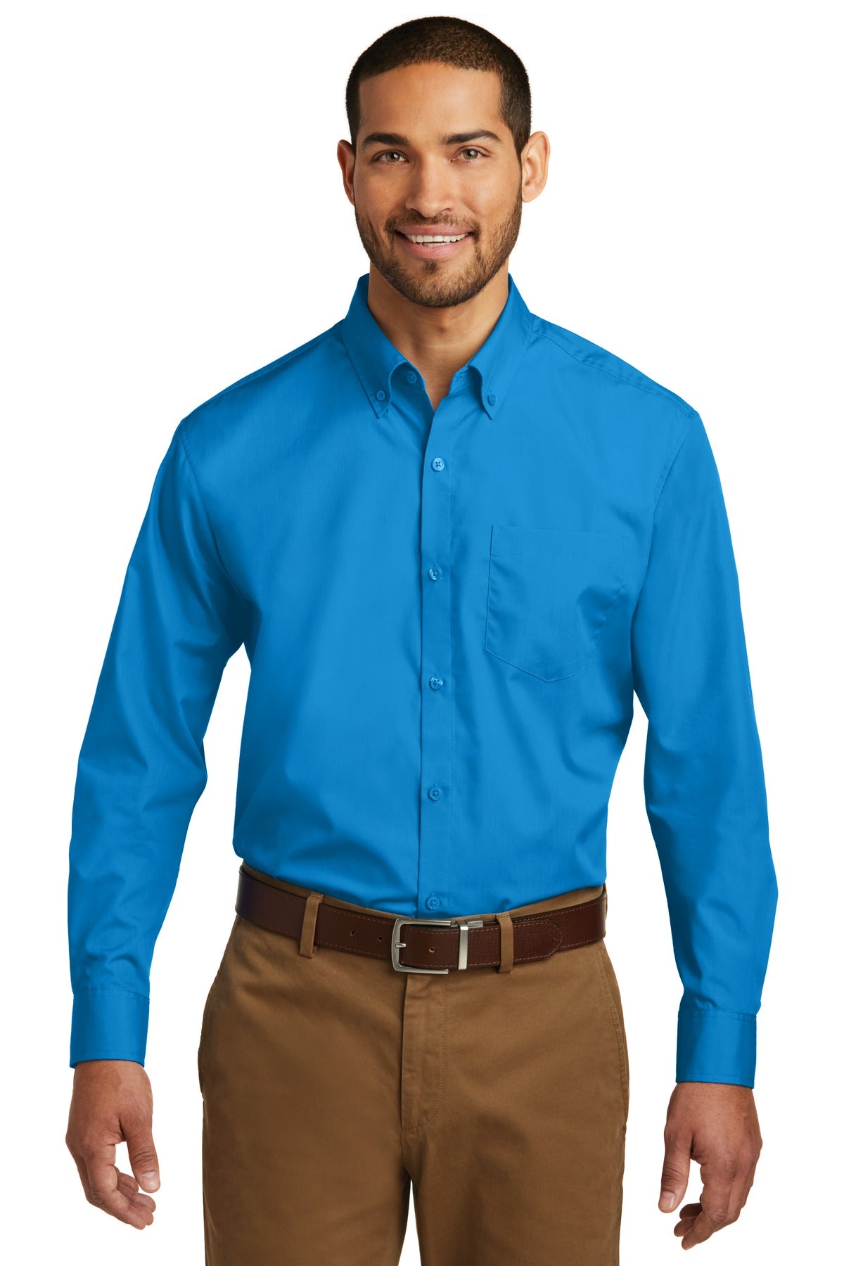 Port Authority Long Sleeve Carefree Poplin Shirt - Coastal Blue