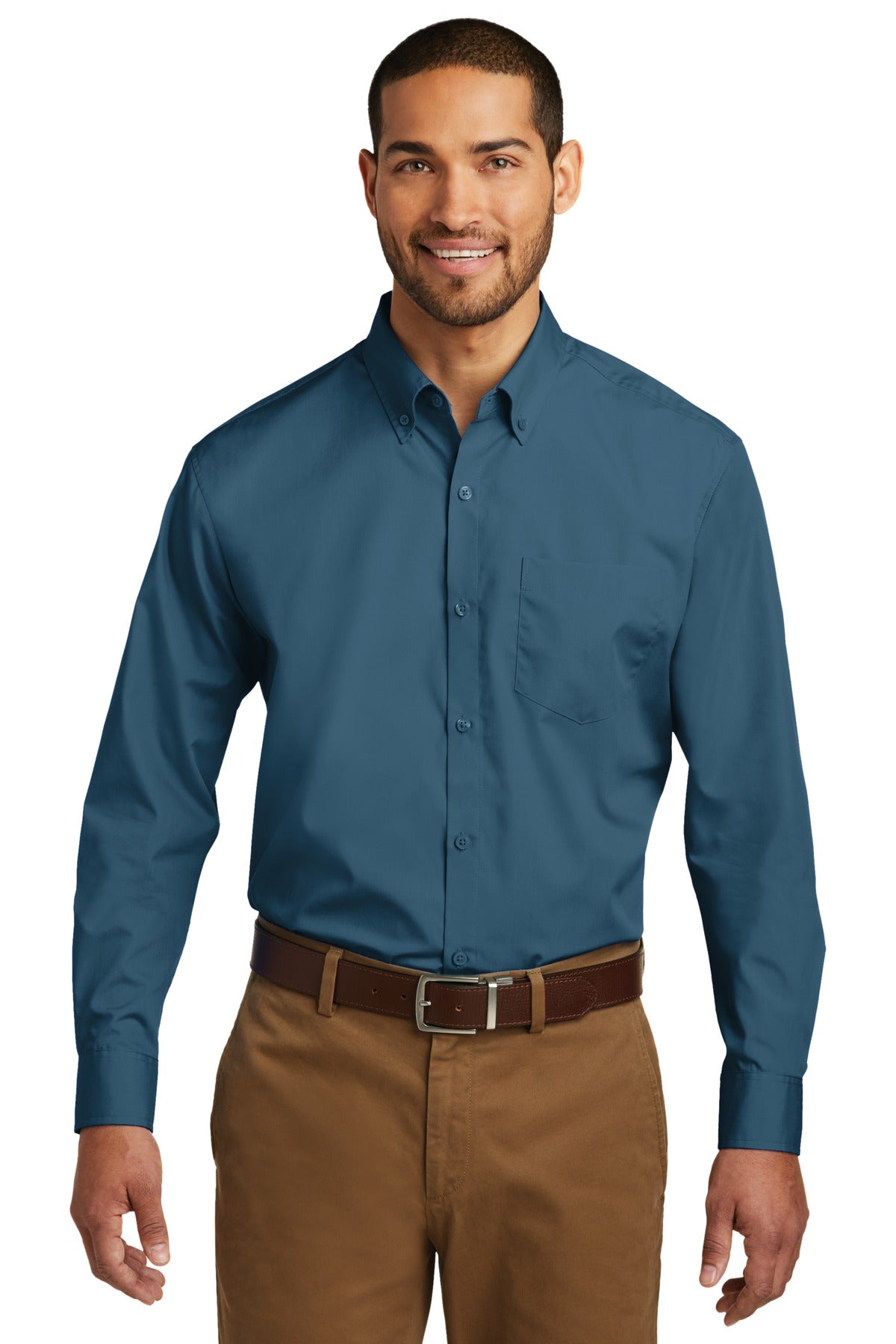 Port Authority Long Sleeve Carefree Poplin Shirt - Dusty Blue