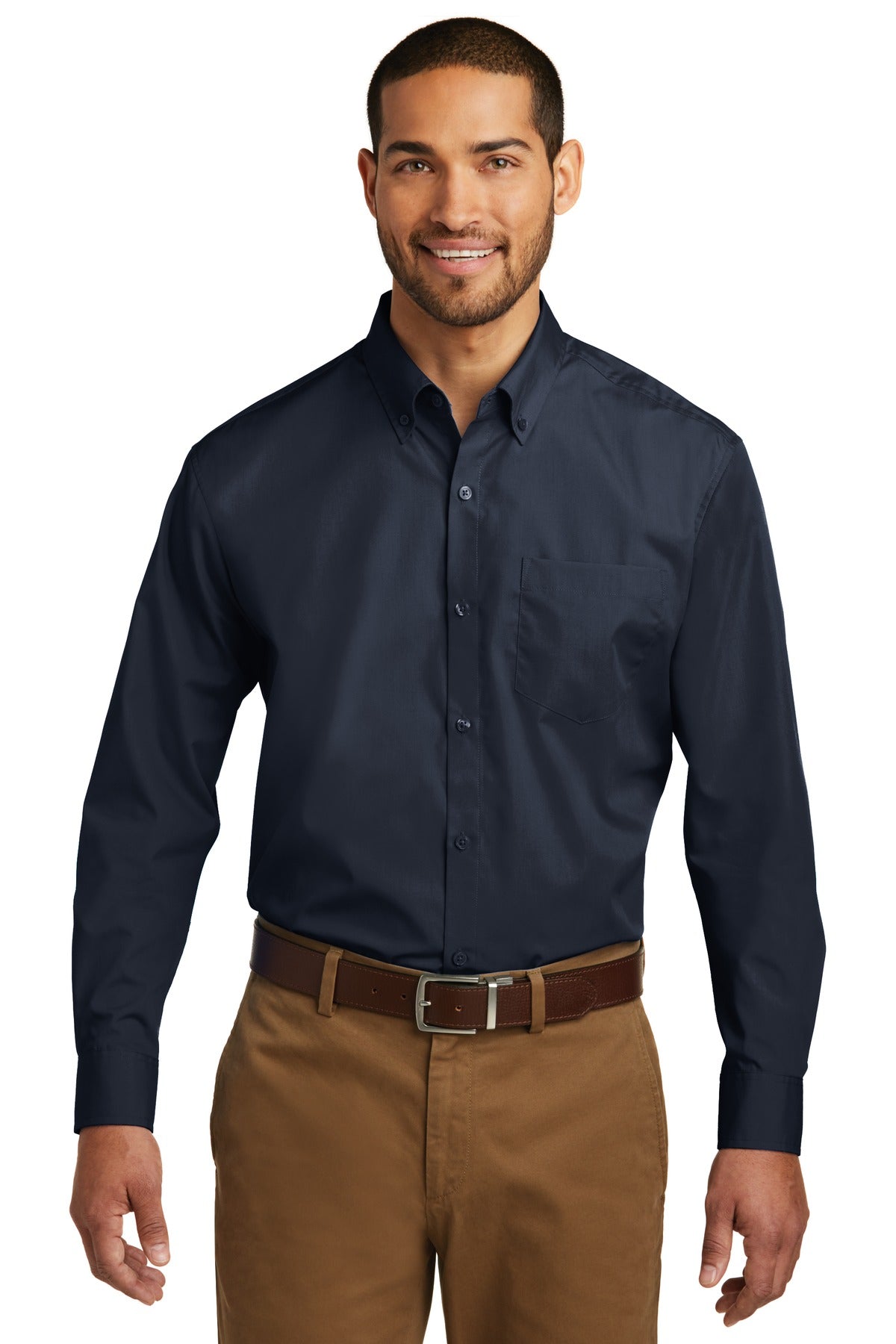 Port Authority Long Sleeve Carefree Poplin Shirt - River Blue Navy