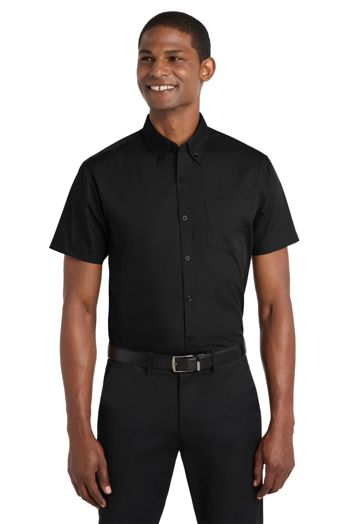 Port Authority Short Sleeve Carefree Poplin Shirt - Deep Black