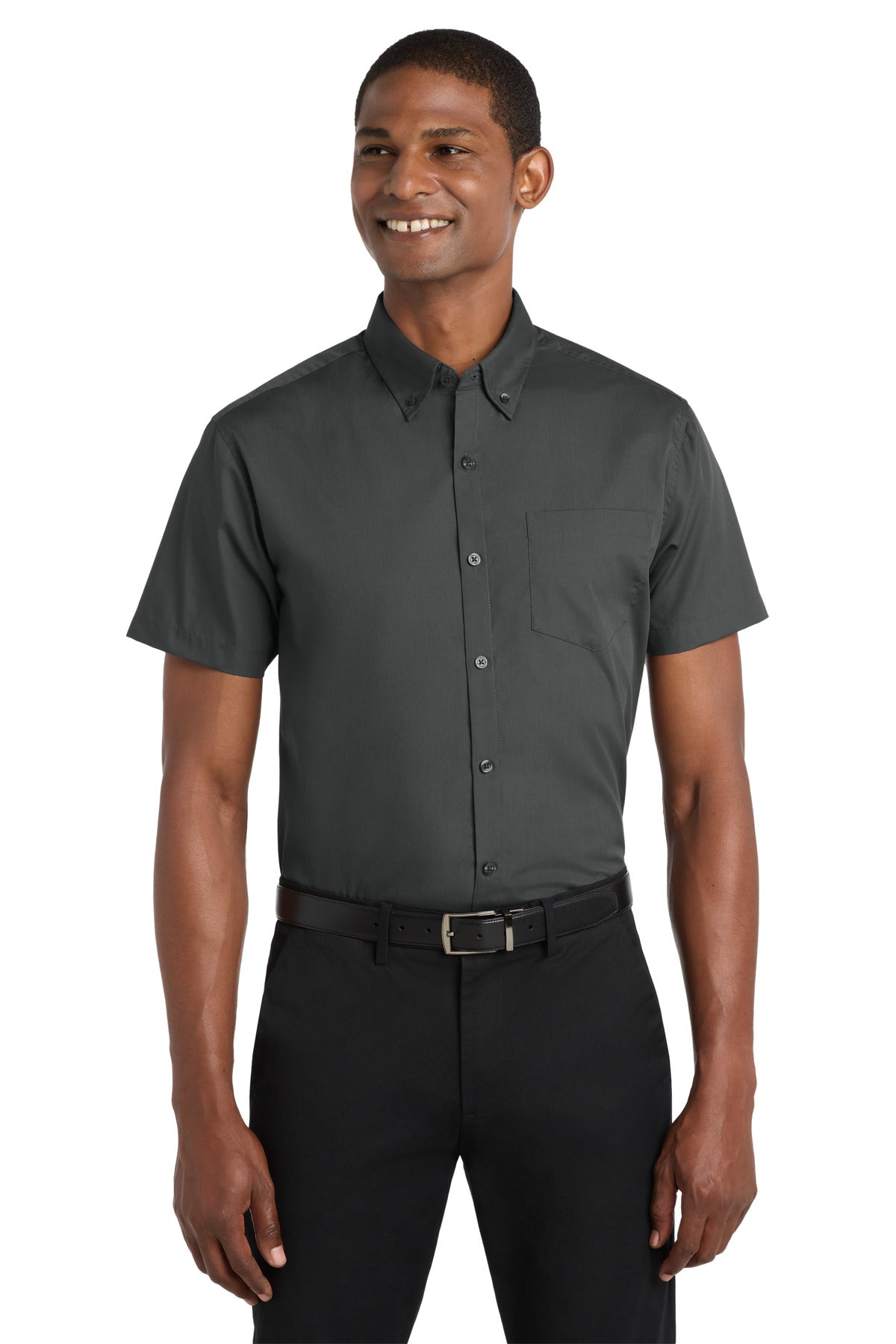 Port Authority Short Sleeve Carefree Poplin Shirt - Graphite