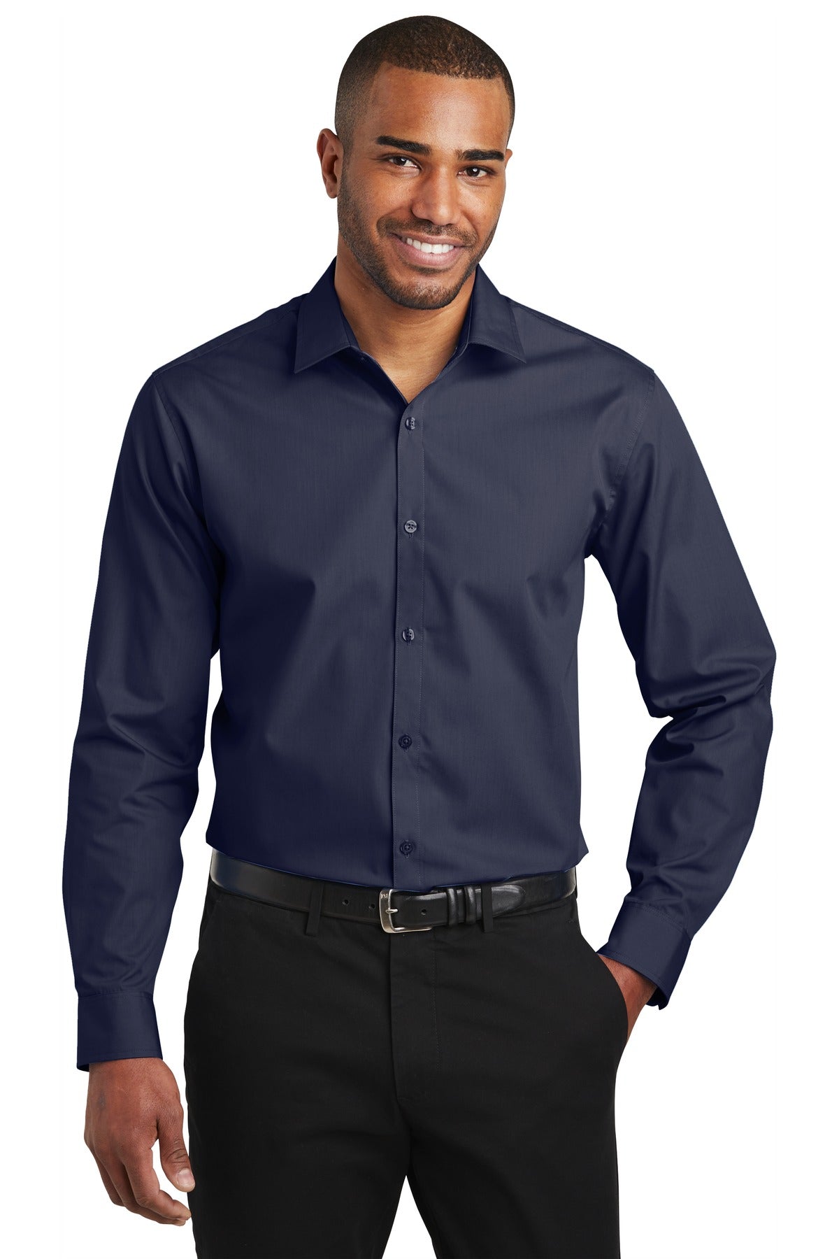 Port Authority  Slim Fit Carefree Poplin Shirt - River Blue Navy