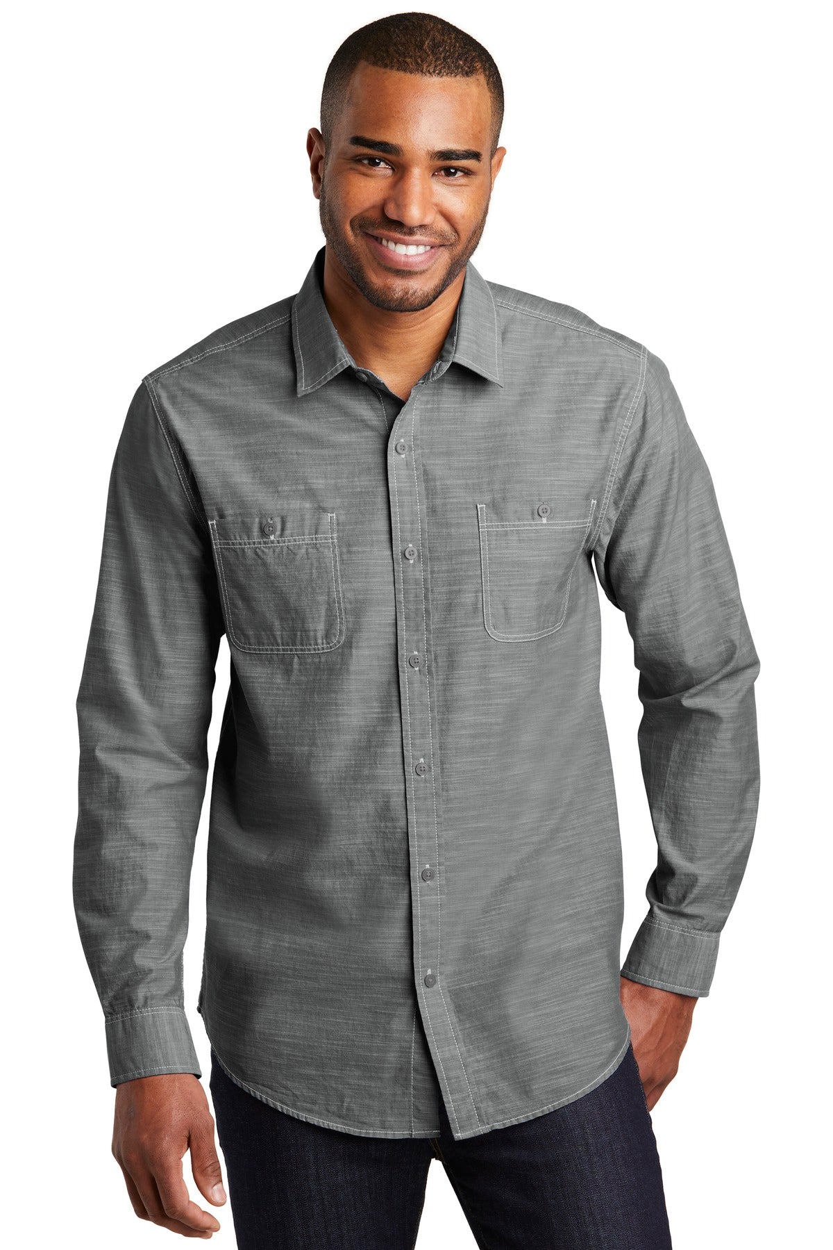 Port Authority Slub Chambray Shirt - Grey