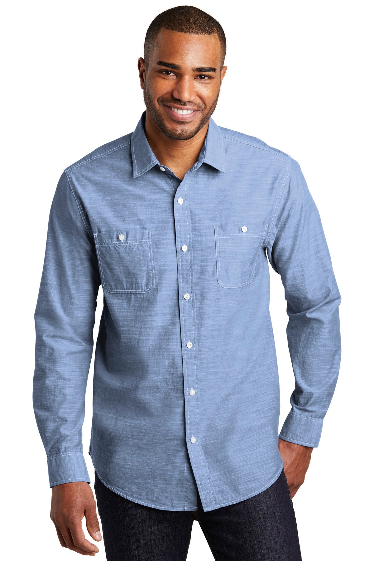 Port Authority Slub Chambray Shirt - Light Blue