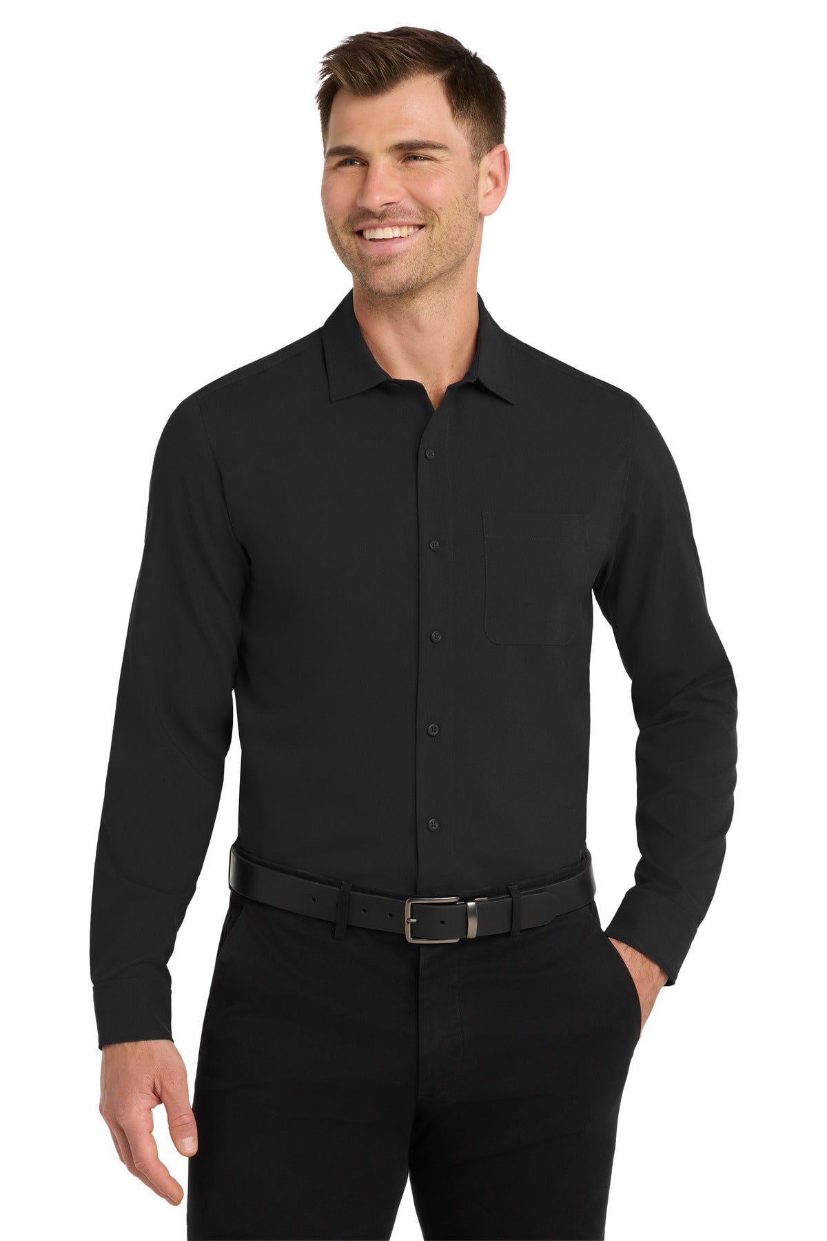 Port Authority  Long Sleeve Performance Staff Shirt - Black