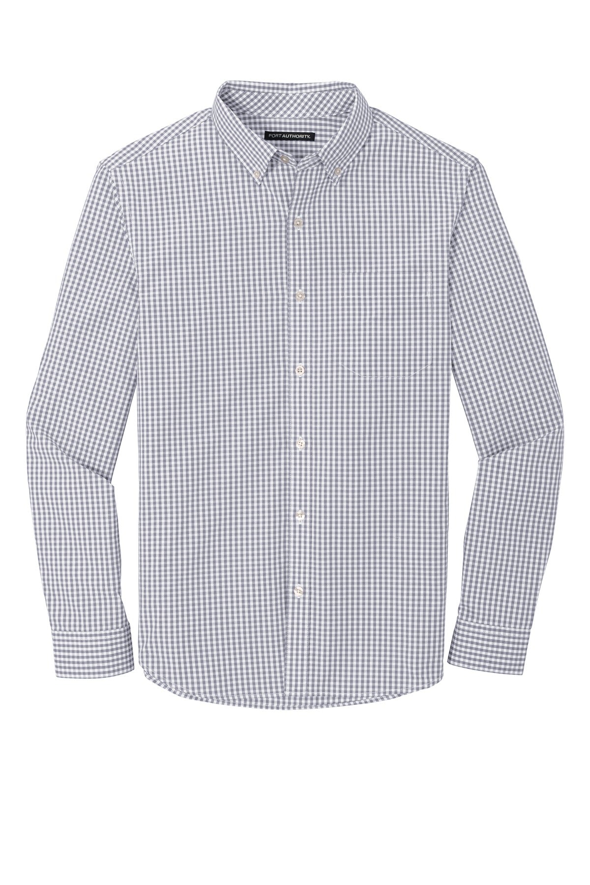 Port Authority  Broadcloth Gingham Easy Care Shirt - Gusty Grey/ White