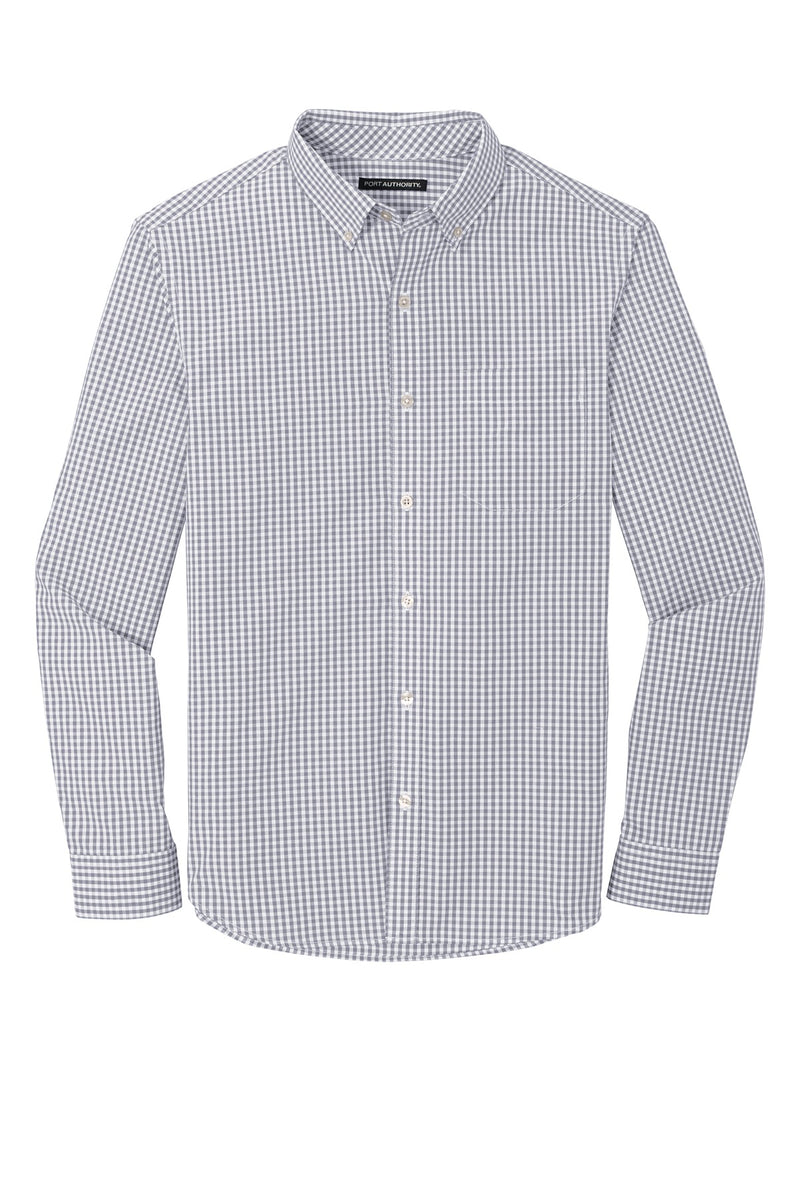 Port Authority  Broadcloth Gingham Easy Care Shirt - Gusty Grey/ White
