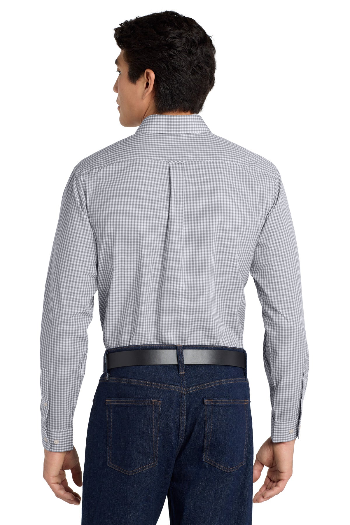 Port Authority  Broadcloth Gingham Easy Care Shirt - Gusty Grey/ White