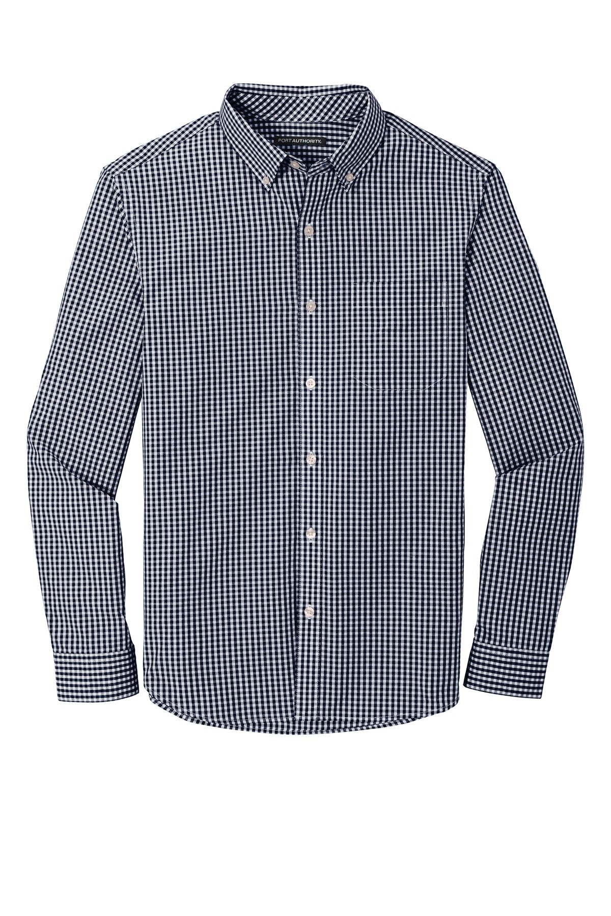 Port Authority  Broadcloth Gingham Easy Care Shirt - True Navy/ White