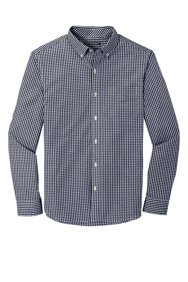 Port Authority  Broadcloth Gingham Easy Care Shirt - True Navy/ White