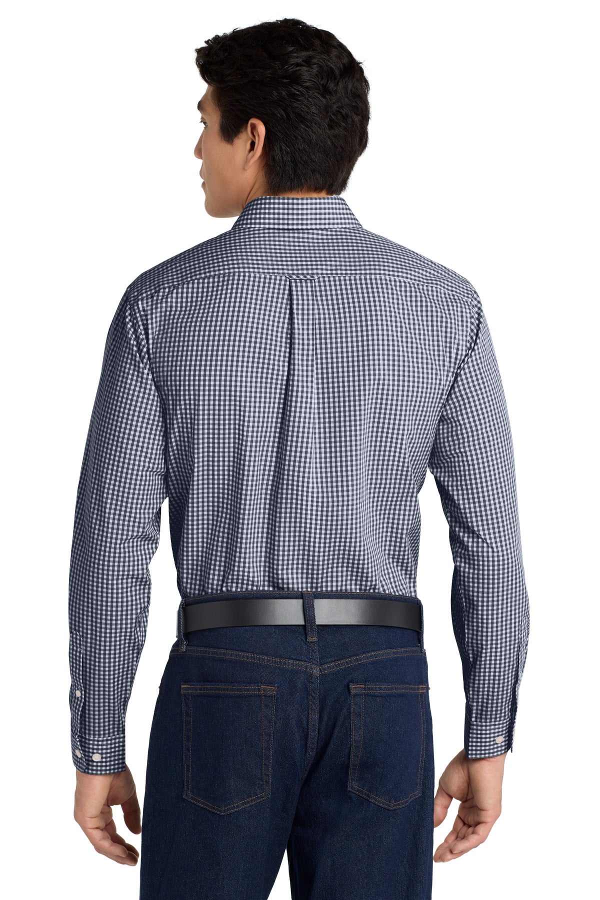 Port Authority  Broadcloth Gingham Easy Care Shirt - True Navy/ White