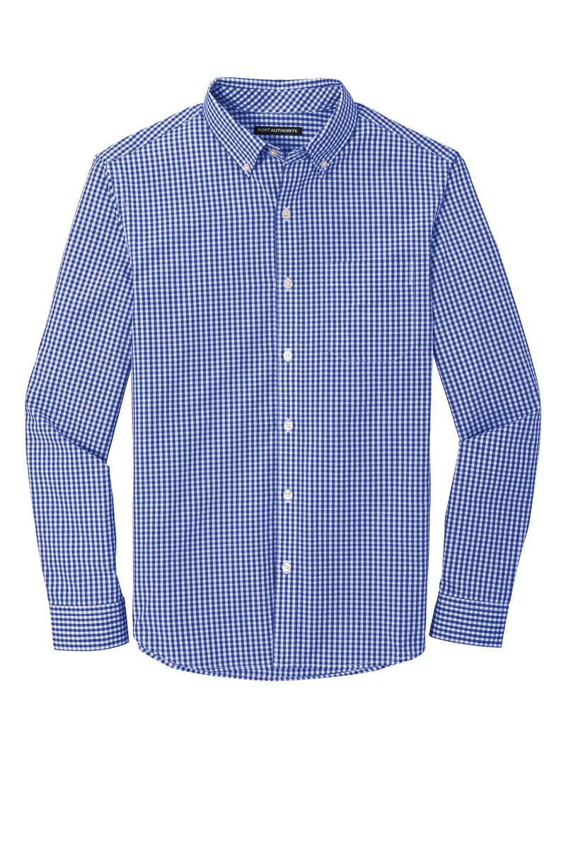 Port Authority  Broadcloth Gingham Easy Care Shirt - True Royal/ White