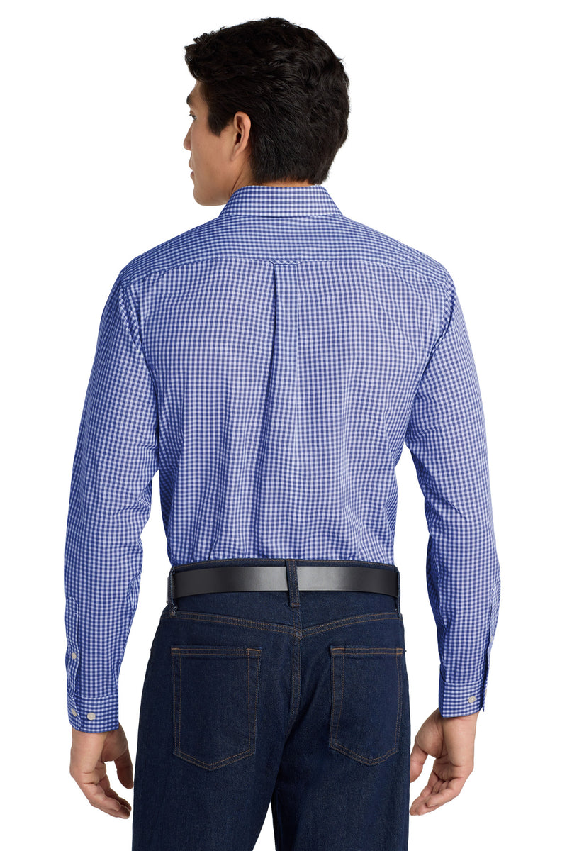 Port Authority  Broadcloth Gingham Easy Care Shirt - True Royal/ White