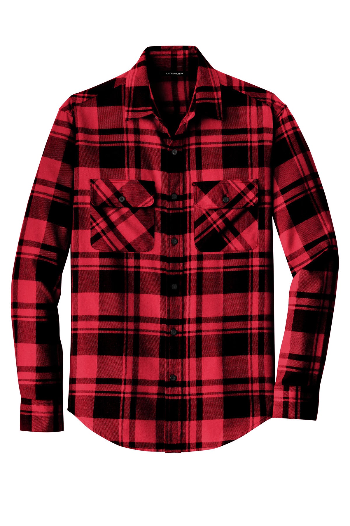 Port Authority Plaid Flannel Shirt - Engine Red/ Black