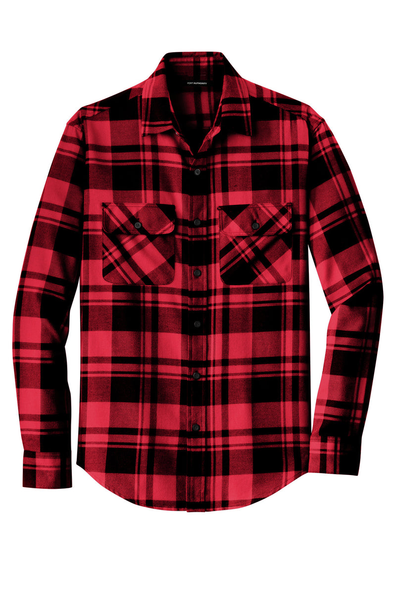 Port Authority Plaid Flannel Shirt - Engine Red/ Black