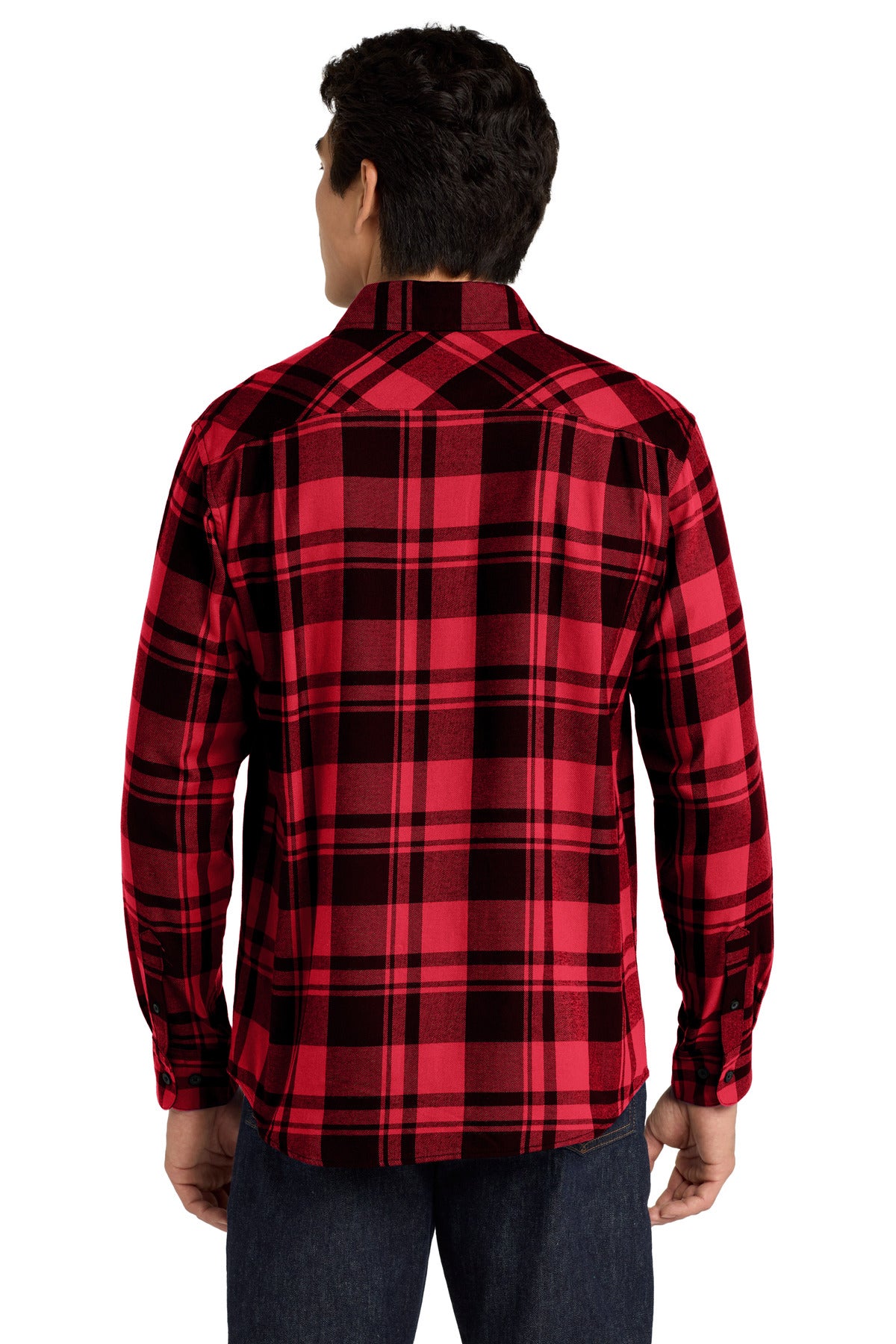 Port Authority Plaid Flannel Shirt - Engine Red/ Black