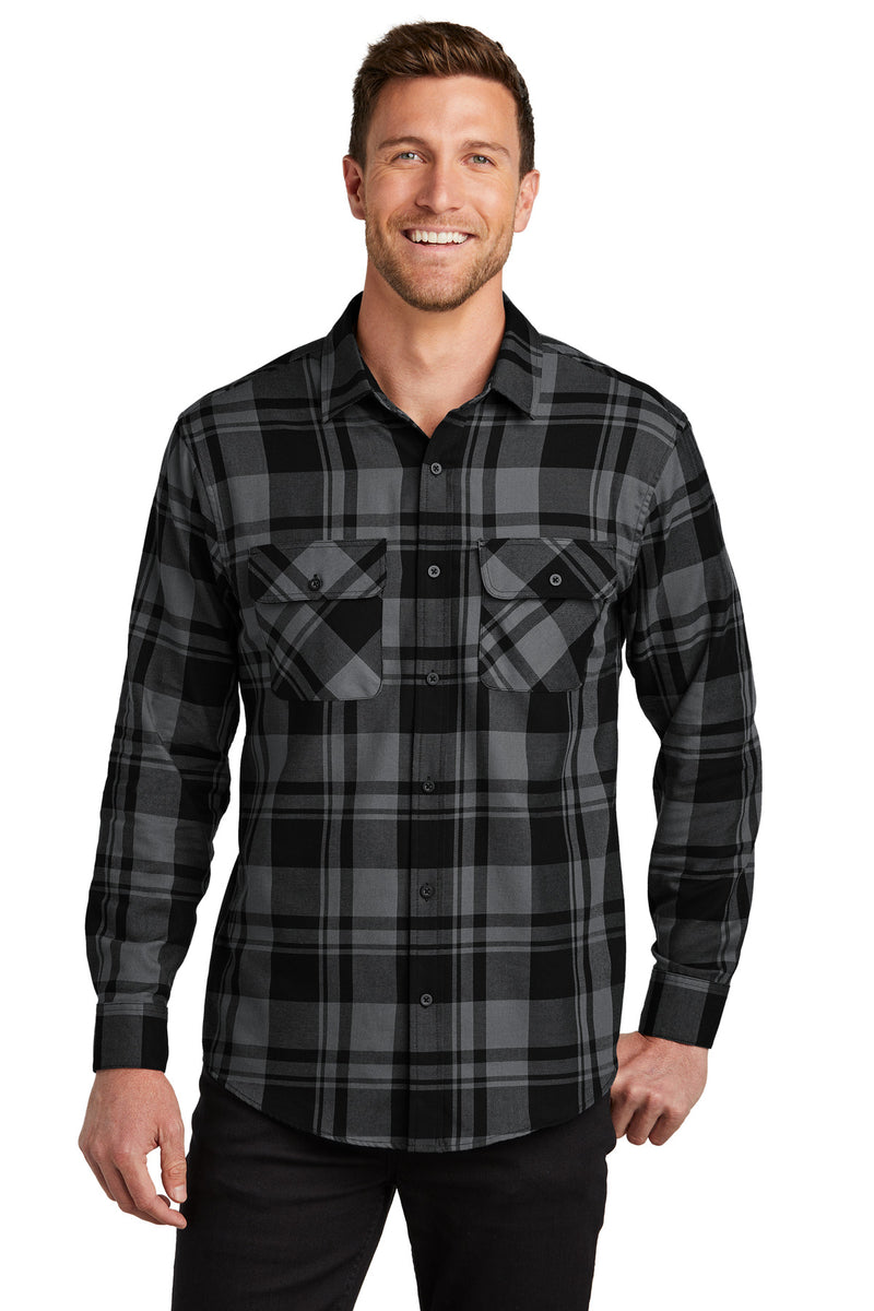Port Authority Plaid Flannel Shirt - Grey/ Black