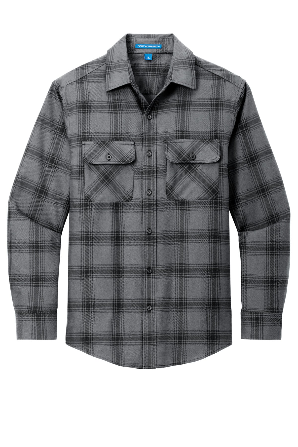 Port Authority Plaid Flannel Shirt - Grey/ Black Open Plaid