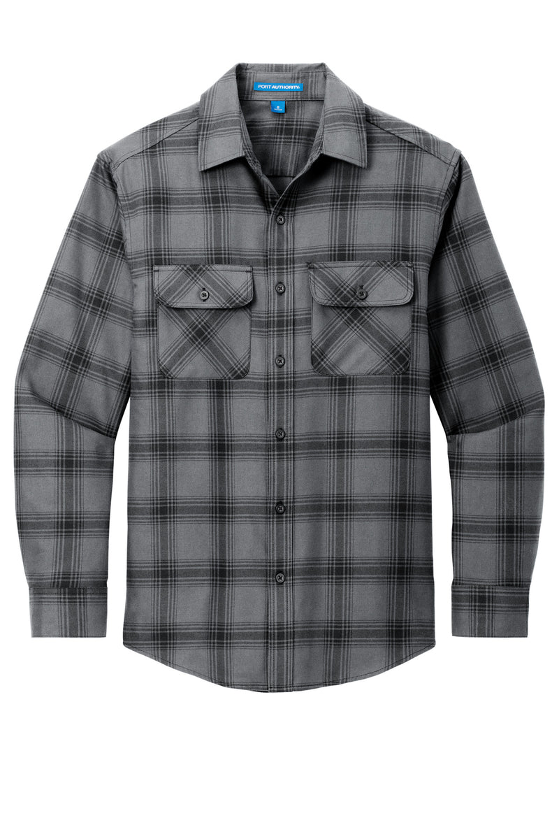 Port Authority Plaid Flannel Shirt - Grey/ Black Open Plaid