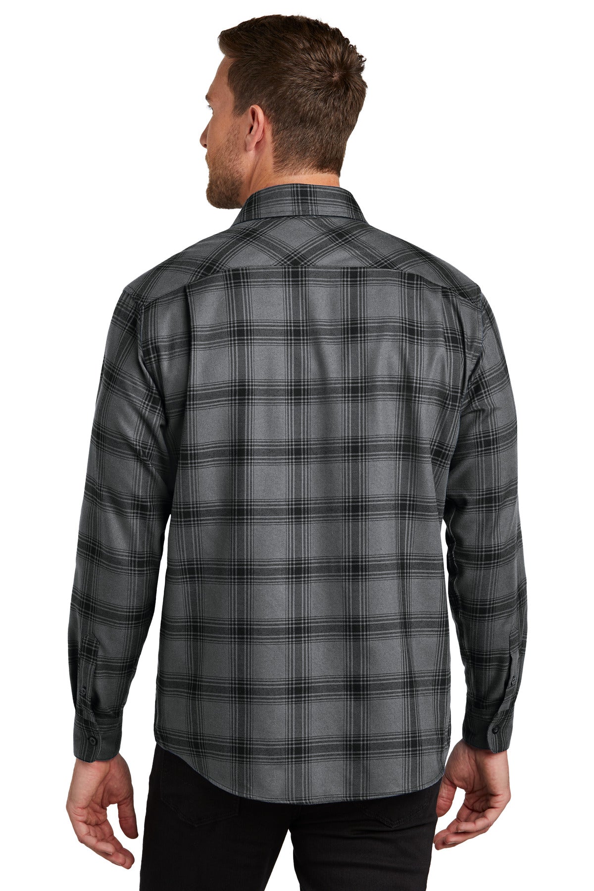 Port Authority Plaid Flannel Shirt - Grey/ Black Open Plaid