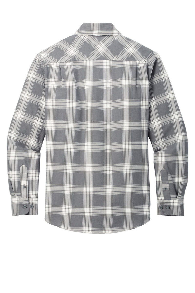 Port Authority Plaid Flannel Shirt - Grey/ Cream Open Plaid