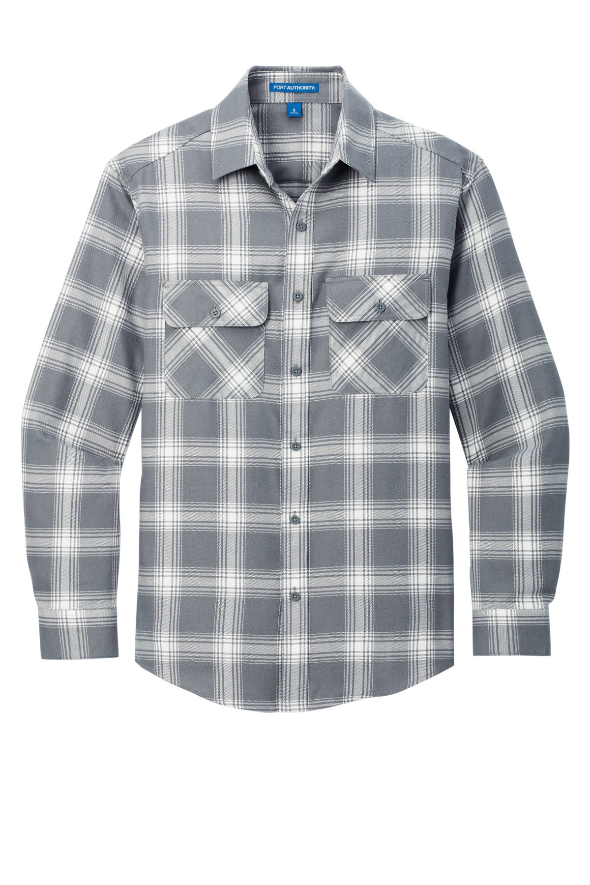 Port Authority Plaid Flannel Shirt - Grey/ Cream Open Plaid