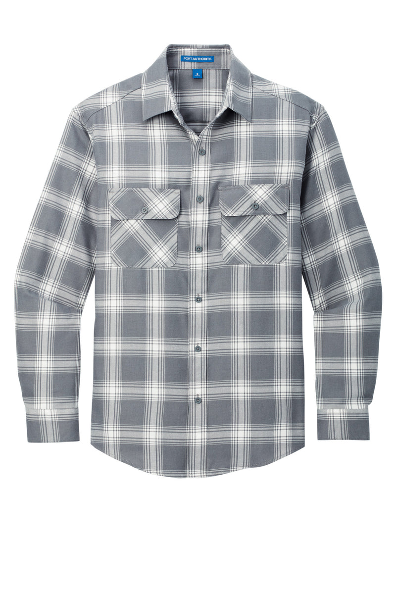 Port Authority Plaid Flannel Shirt - Grey/ Cream Open Plaid