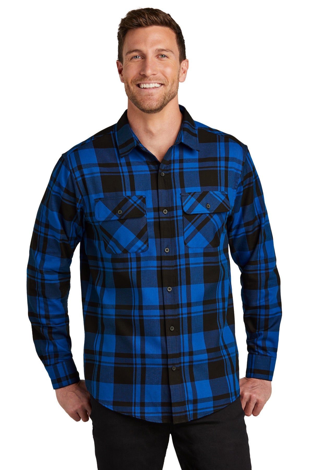 Port Authority Plaid Flannel Shirt - Royal/ Black