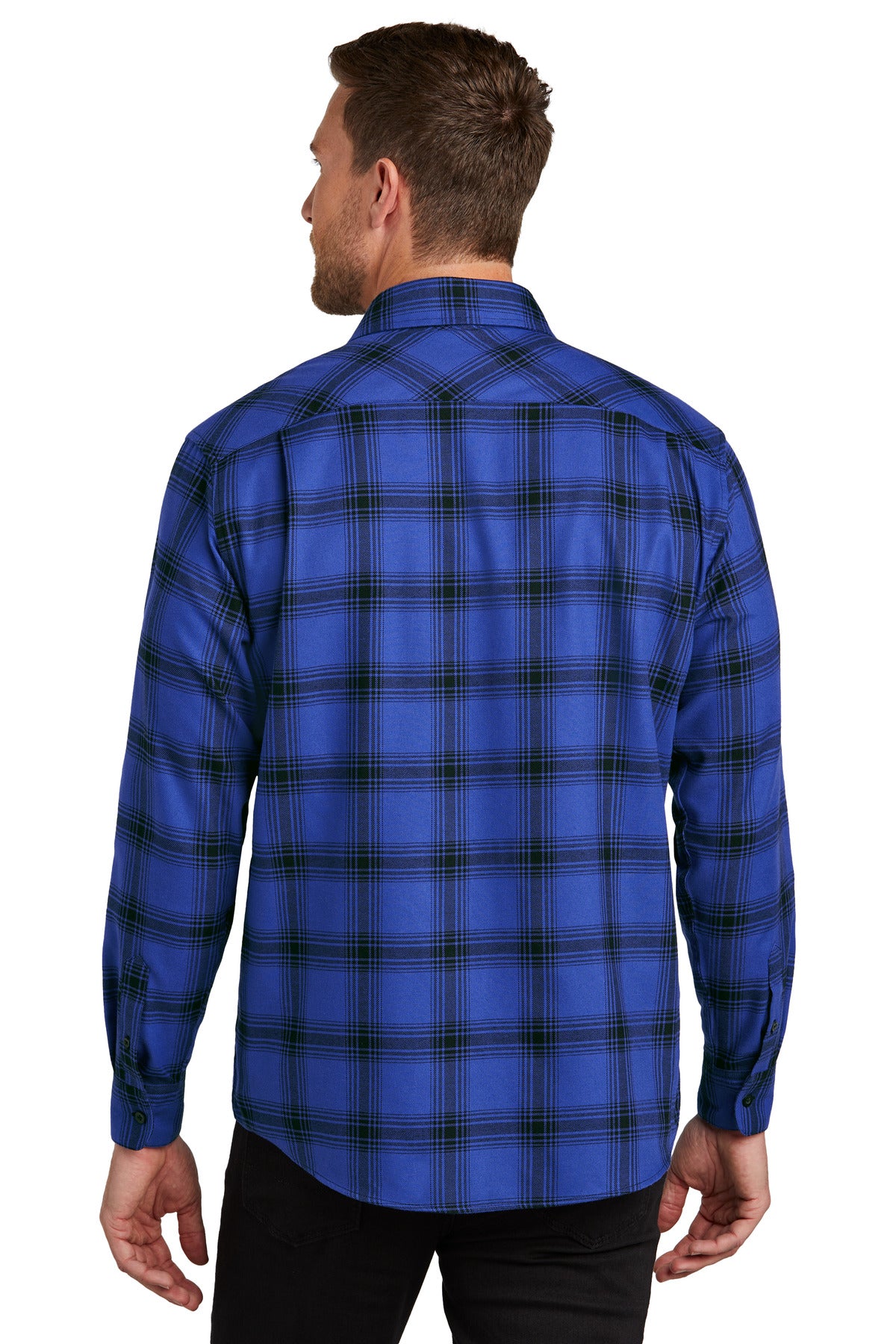 Port Authority Plaid Flannel Shirt - Royal/ Black Open Plaid