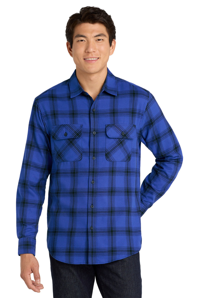 Port Authority Plaid Flannel Shirt - Royal/ Black Open Plaid