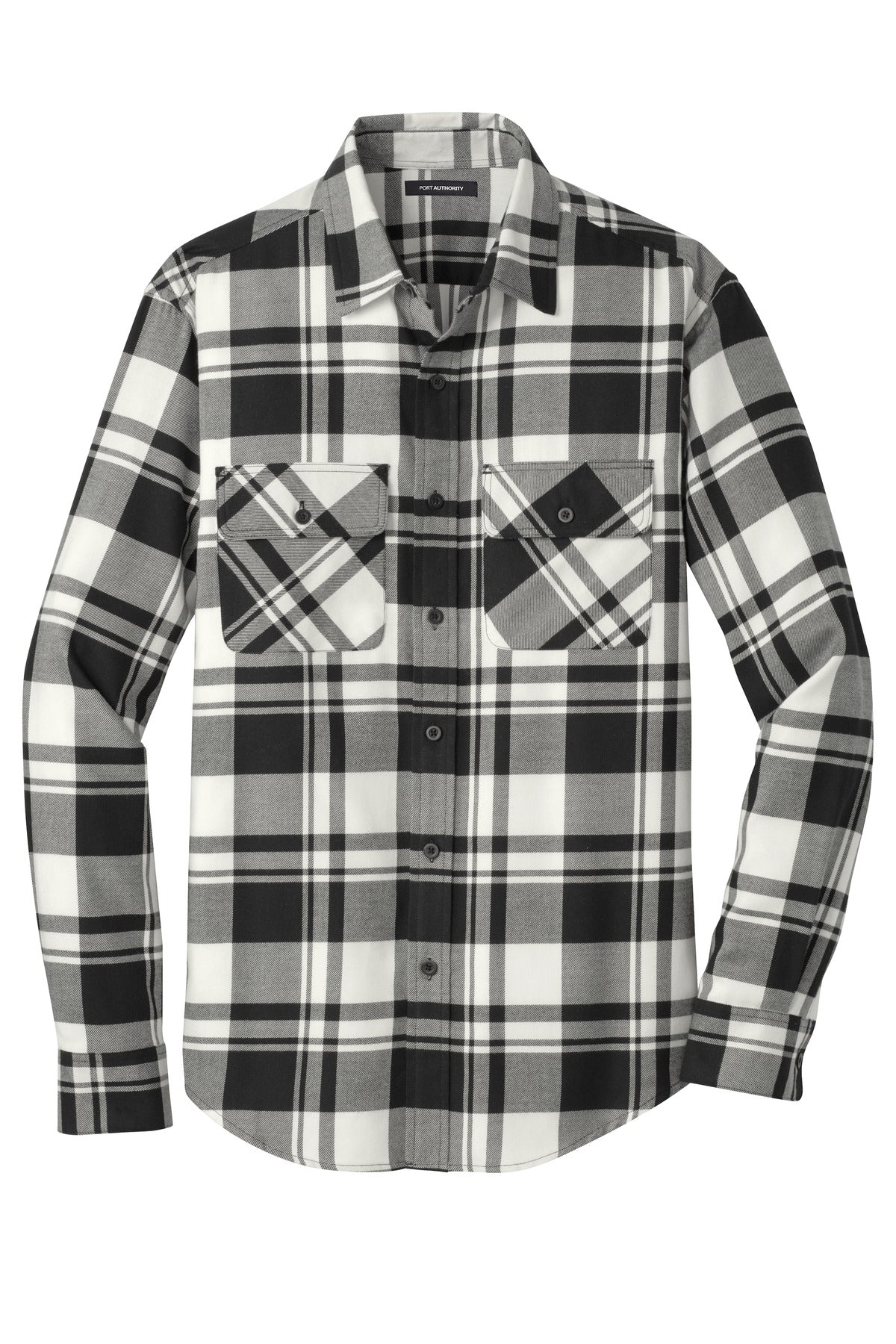 Port Authority Plaid Flannel Shirt - Snow White/ Black
