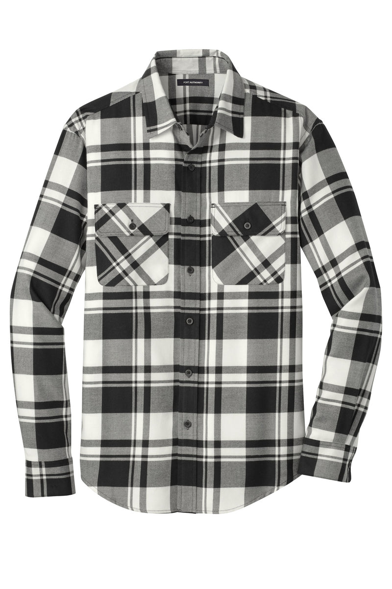Port Authority Plaid Flannel Shirt - Snow White/ Black