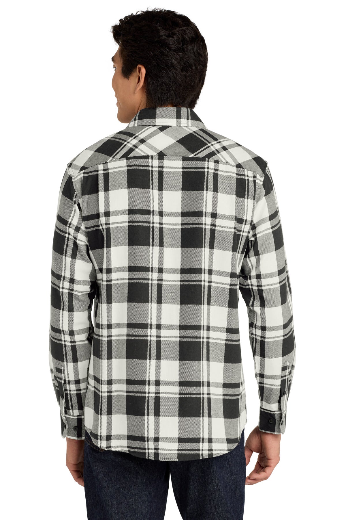 Port Authority Plaid Flannel Shirt - Snow White/ Black