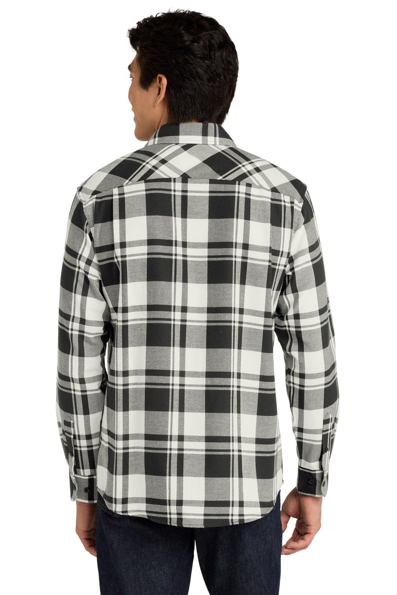 Port Authority Plaid Flannel Shirt - Snow White/ Black