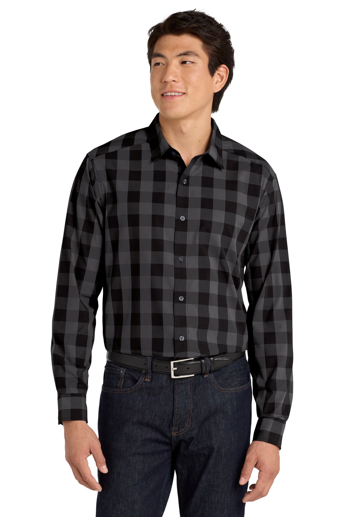 Port Authority  Everyday Plaid Shirt - Black