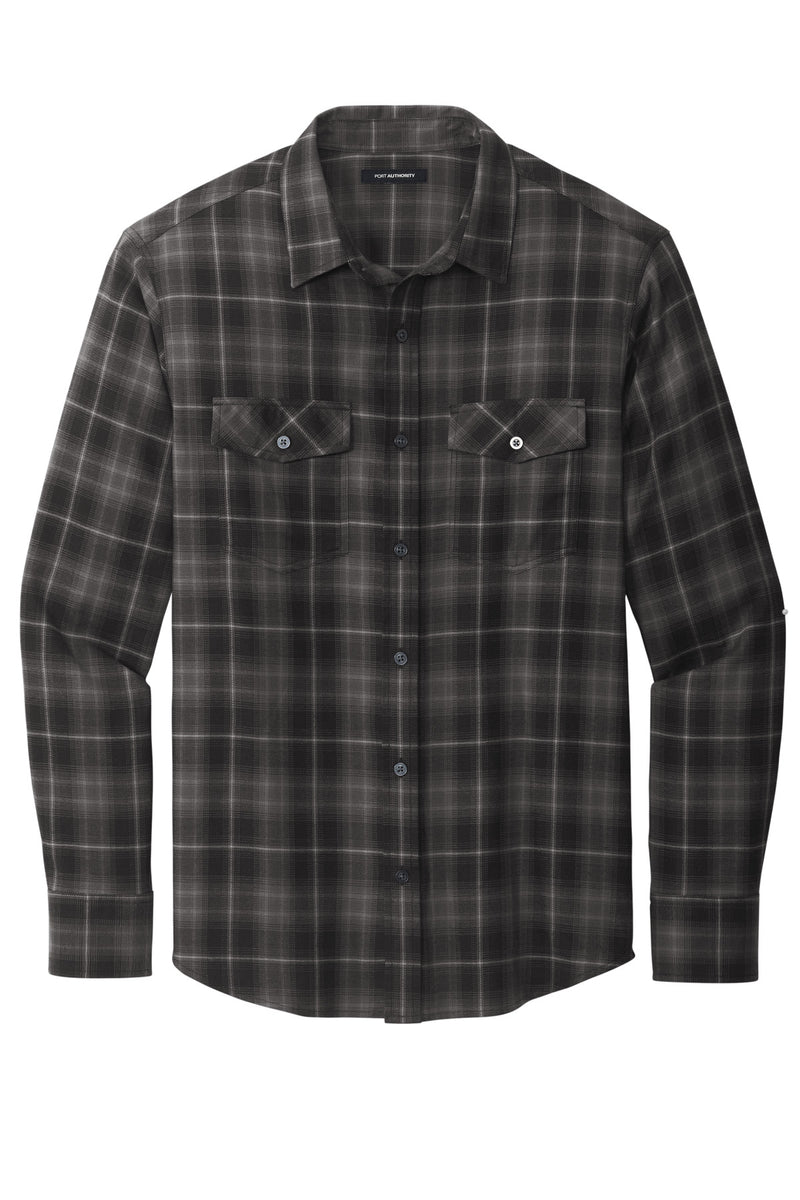 Port Authority Long Sleeve Ombre Plaid Shirt - Deep Black