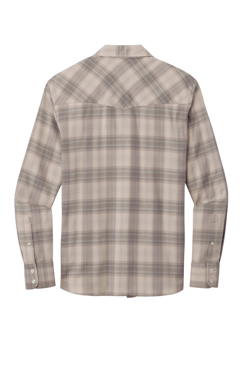 Port Authority Long Sleeve Ombre Plaid Shirt - Frost Grey