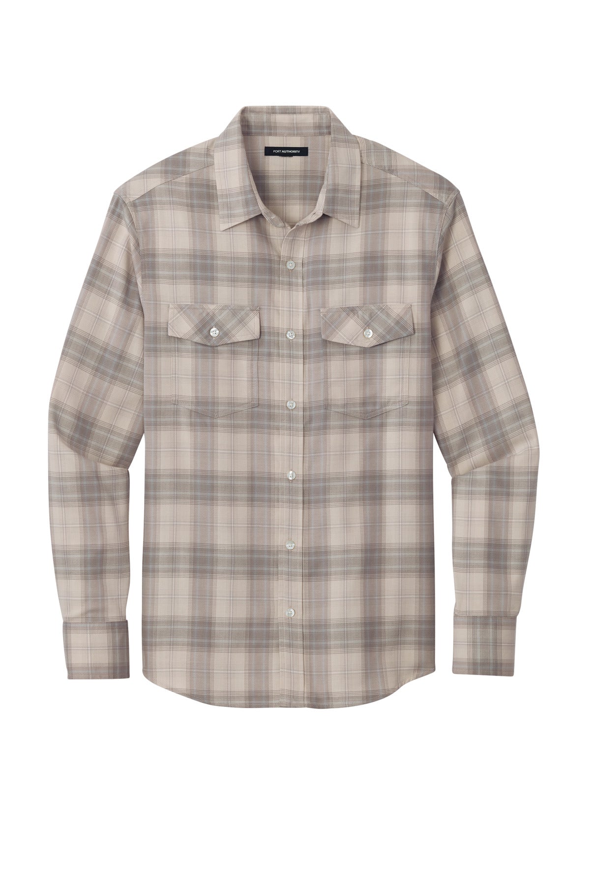 Port Authority Long Sleeve Ombre Plaid Shirt - Frost Grey