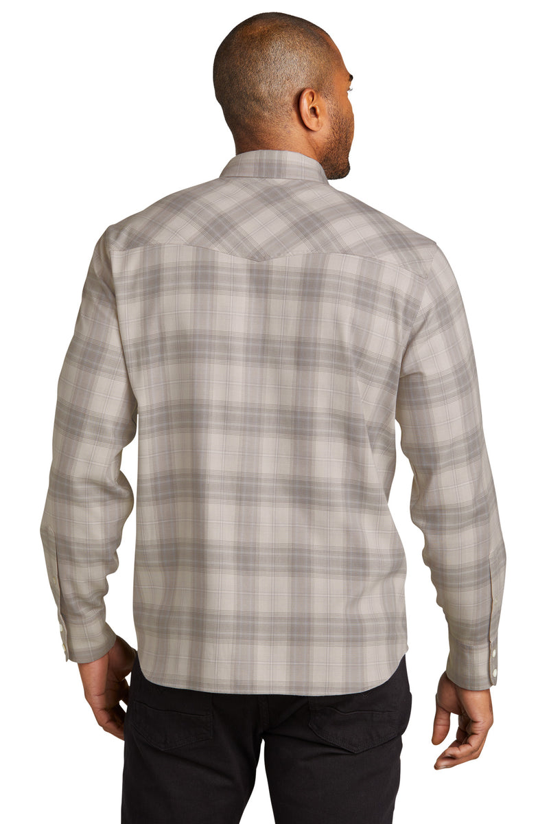 Port Authority Long Sleeve Ombre Plaid Shirt - Frost Grey