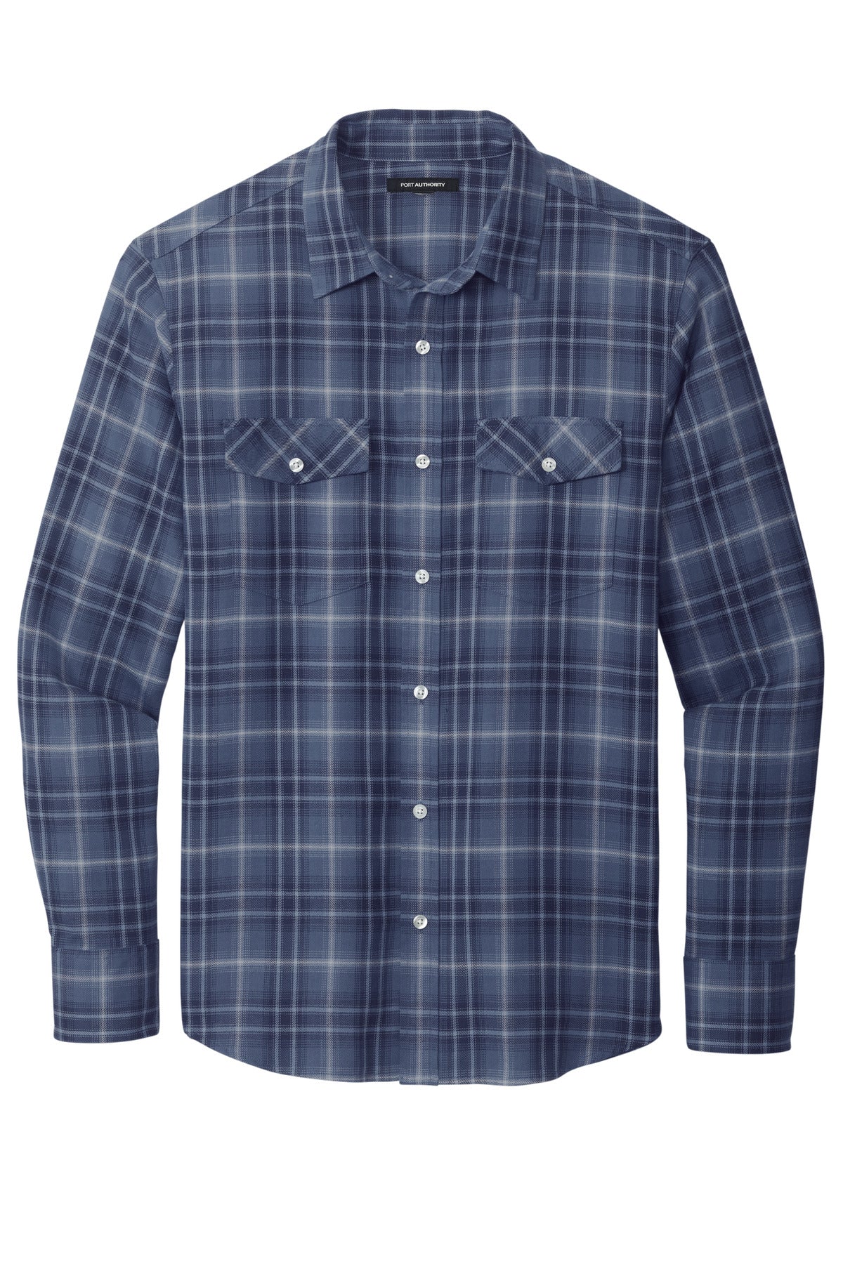 Port Authority Long Sleeve Ombre Plaid Shirt - True Navy