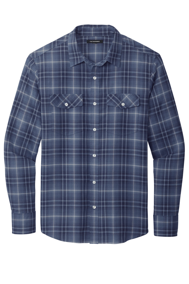 Port Authority Long Sleeve Ombre Plaid Shirt - True Navy