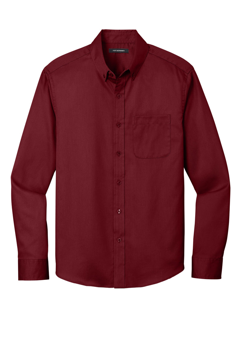 Port Authority Long Sleeve SuperPro React Twill Shirt - Burgundy
